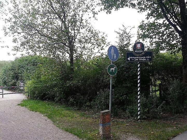 Schrebergärten umzingelt von Kränen: Gern.