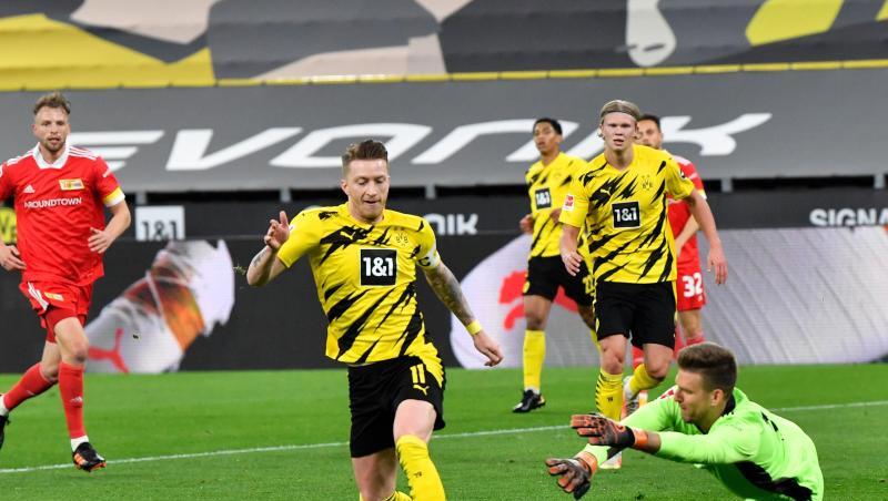 Marco Reus (M) sorgte beim Dortmunder Sieg gegen Union Berlin für die BVB-Führung.
