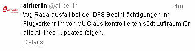 So twittert AirBerlin über die Ausfälle