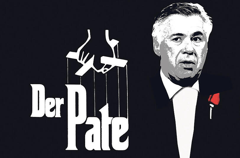Der neue Bayern-Trainer auf dem Kinoplakat: Carlo Ancelotti als &bdquo;Der Pate&ldquo; &ndash; sein Lieblingsstreifen.