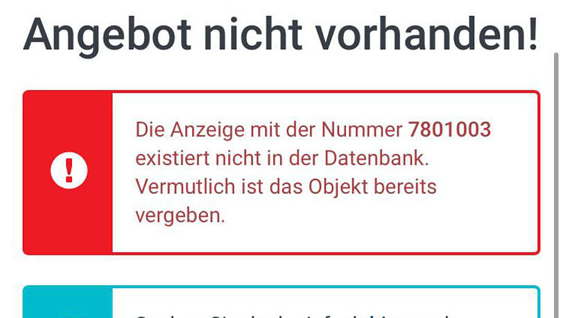 Das Angebot wurde umgehend deaktiviert. Das Angebot wurde umgehend deaktiviert.