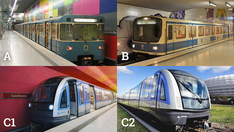 Die verschiedenen U-Bahn-Generationen im Überblick. Die verschiedenen U-Bahn-Generationen im Überblick.