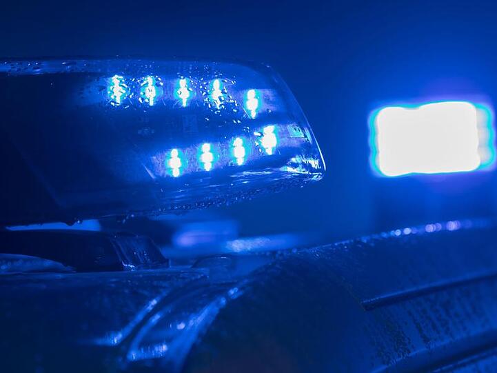Blaulichter leuchten auf einem Streifenwagen der Polizei. Foto: Jens Büttner/zb/dpa/Archivbild