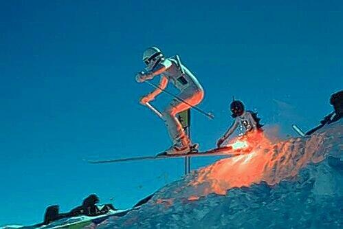 Mit atemberaubenden Stunts auf der Skipiste begeisterte Regisseur Willy Bogner bei seinem Film-Spektakel "Feuer und Eis", das 1986 erstmals in die Kinos kam.