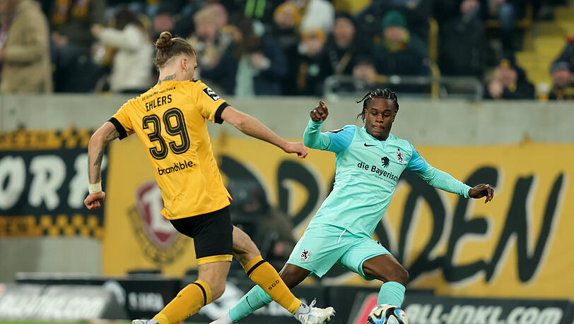 Abdenego Nankishi erzielte bei der 1:2-Niederlage in Dresden sein erstes Tor für den TSV 1860. Abdenego Nankishi erzielte bei der 1:2-Niederlage in Dresden sein erstes Tor für den TSV 1860.
