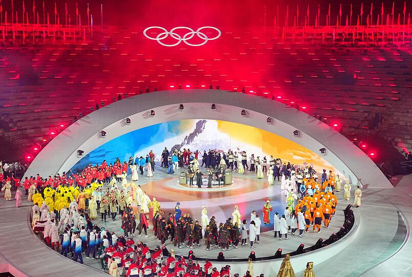 Auch die Schlussfeier der Olympischen Winterspiele geriet bunt.