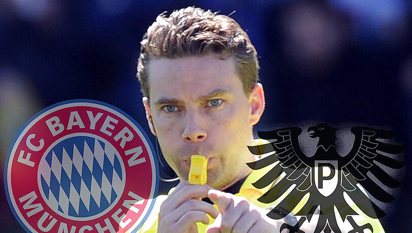 Schiedsrichter Guido Winkmann leitet die Partie des FC Bayern gegen Preußen Münster. Schiedsrichter Guido Winkmann leitet die Partie des FC Bayern gegen Preußen Münster.