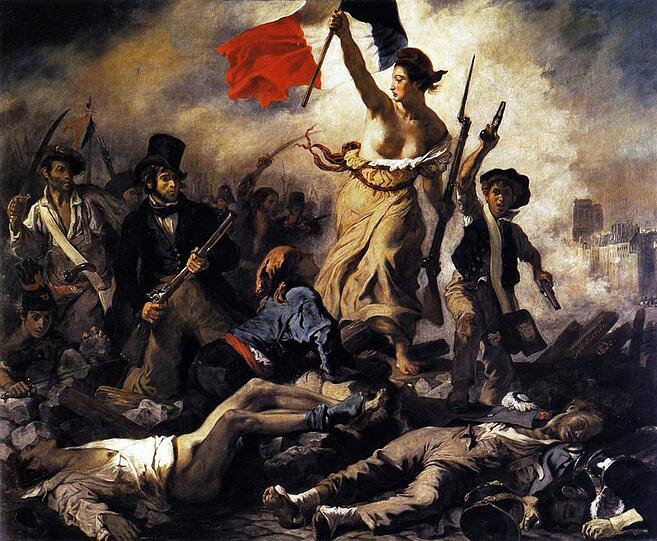 Eugene Delacroix malte die halbnackte Freiheit, die als Symbolfigur das französische Volk über die Barrikaden der Revolution von 1830 führt.