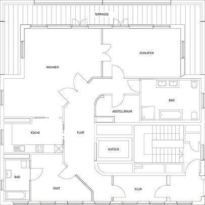 Der Penthouse-Grundriss. Der Penthouse-Grundriss.