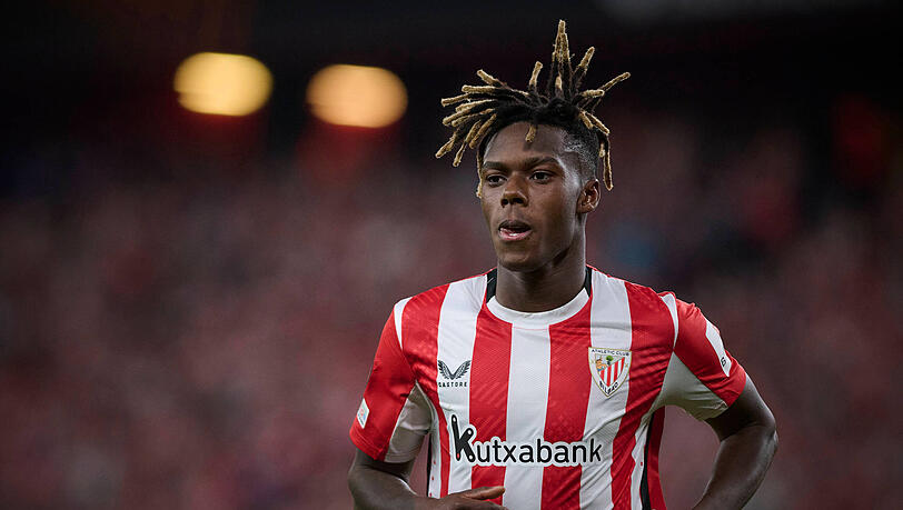 Nico Williams darf Athletic Bilbao im Sommer dank einer Ausstiegsklausel für 60 Millionen Euro verlassen. Nico Williams darf Athletic Bilbao im Sommer dank einer Ausstiegsklausel für 60 Millionen Euro verlassen.