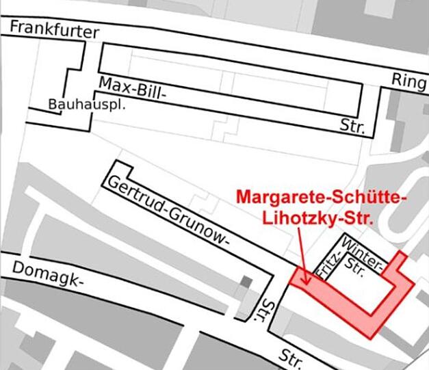 Die Margarete-Schütte-Lihotzky-Straße liegt in Schwabing-Freimann.