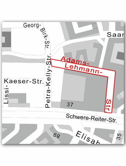 Hier verläuft die Adams-Lehmann-Straße.
