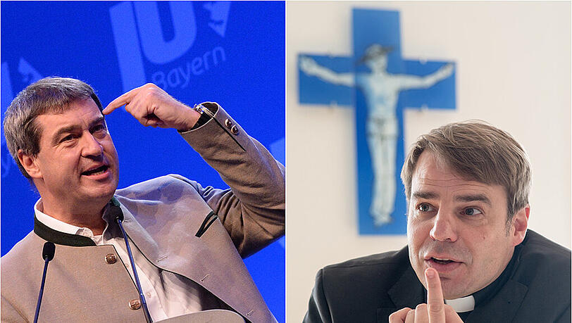 Von Nächstenliebe ist zwischen Finanzminister Markus Söder (l.) und Bischof Stefan Oster wenig zu spüren. Von Nächstenliebe ist zwischen Finanzminister Markus Söder (l.) und Bischof Stefan Oster wenig zu spüren.