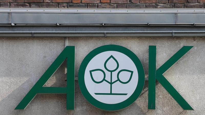 Das Logo der Krankenkasse AOK. Das Logo der Krankenkasse AOK.