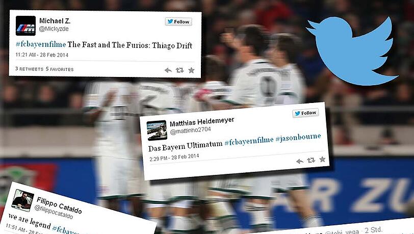 Unter dem Hashtag #fcbayernfilme lassen sich Twitter-User lustige Bayern-Filmtitel einfallen. Unter dem Hashtag #fcbayernfilme lassen sich Twitter-User lustige Bayern-Filmtitel einfallen.