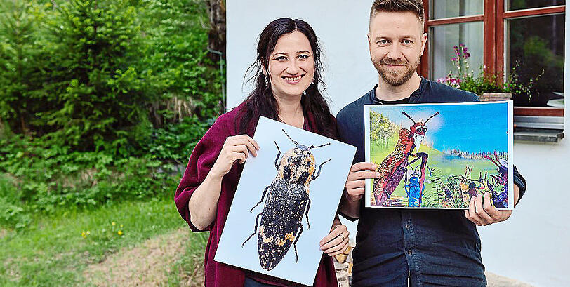 Haben den Käfer entdeckt: Thomas Michler und Julia Herzig.