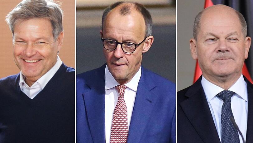 Versprachen, im anstehenden Bundestagswahlkampf fair miteinander umzugehen: Robert Habeck, Friedrich Merz und Olaf Scholz (v.l.n.r.).
