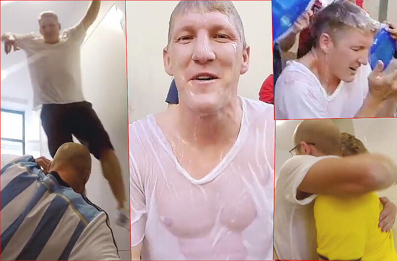 Voller Einsatz für die IceBucketChallenge: Bastian Schweinsteiger