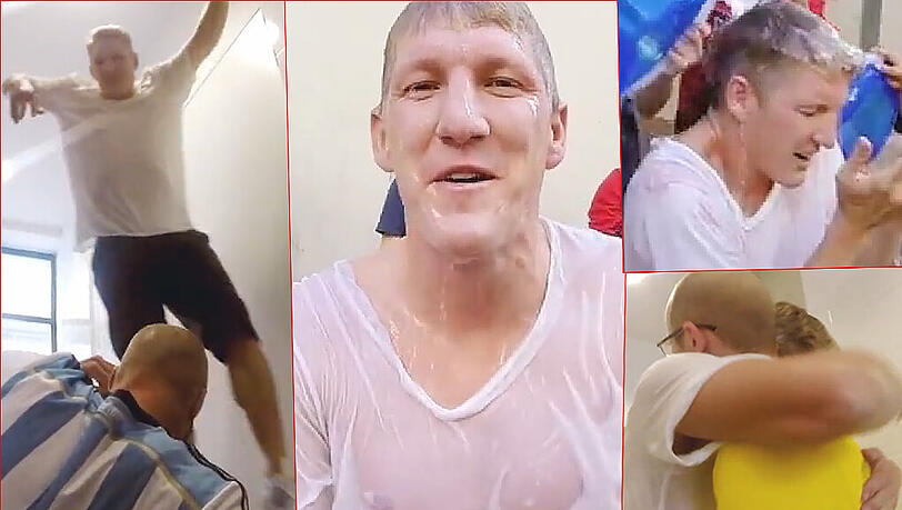 Voller Einsatz für die IceBucketChallenge: Bastian Schweinsteiger Voller Einsatz für die IceBucketChallenge: Bastian Schweinsteiger