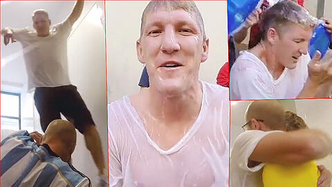 Voller Einsatz für die IceBucketChallenge: Bastian Schweinsteiger