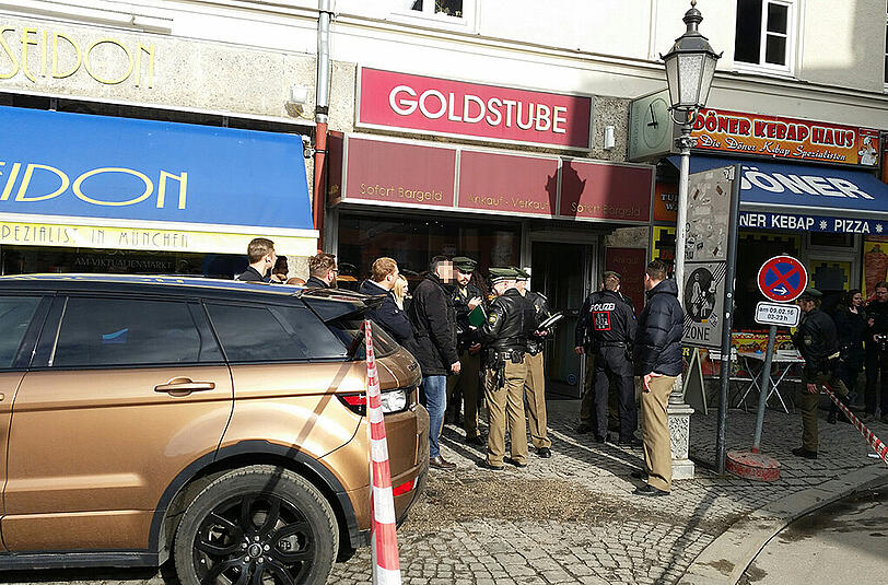 Der Juwelier "Goldstube" am Viktualienmarkt wurde am 29.01.2016 überfallen.