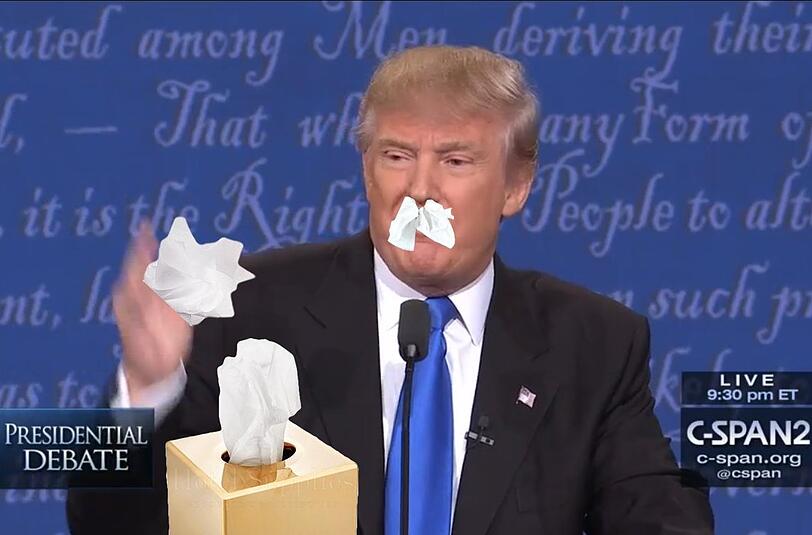 Hatschi! Donald Trump machte während des TV-Duells nicht mit schlagenden Argumenten von sich reden - vielmehr stand seine Nase im Fokus der Aufmerksamkeit...
