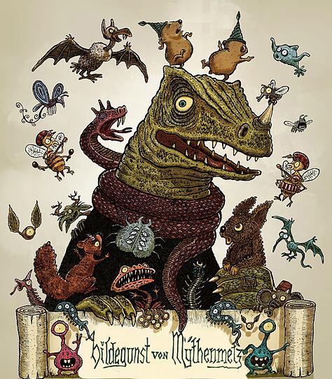 Die fabelhafte Welt des Walter Moers wird im Stadtmuseum Erlangen vorgestellt. Hier sein dichtender Drache Hildegunst von Mythenmetz.