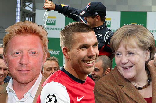 Becker, Podolski, Merkel: Alle gratulieren Vettel. Die Reaktionen