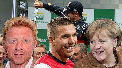 Becker, Podolski, Merkel: Alle gratulieren Vettel. Die Reaktionen