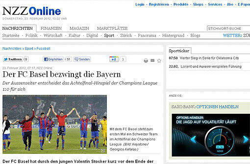 Die "Neue Zürcher Zeitung" führt auch das Fehlen von Bastian Schweinsteiger an: "Im ausverkauften St.-Jakob-Park trat der FC Bayern München nicht in Bestbesetzung an. Die Offensivkraft Bastian Schweinsteiger fiel aus. Das Team schien ob des verpatzten Rückrundenstarts leicht verunsichert, in Topform war dafür aber der französische Nationalspieler Ribéry."