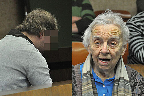 Links: uss in Haft: Polizeiobermeister Patrick Z. Rechts: Opfer: Rentnerin Hildegard K.
