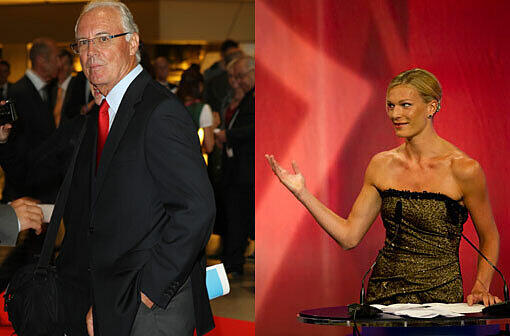 Blickfänge auf dem Fest des Bayerischen Sportpreises: Franz Beckenbauer und Maria Riesch.