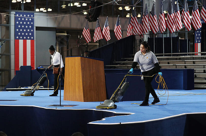 Vorbereitung auf die Wahlparty von Hillary Clinton in New York.