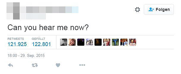 "Könnt ihr mich jetzt hören?" Eine Frage, die um die Welt ging - der Tweet wurde über 120.000 Mal geteilt.
