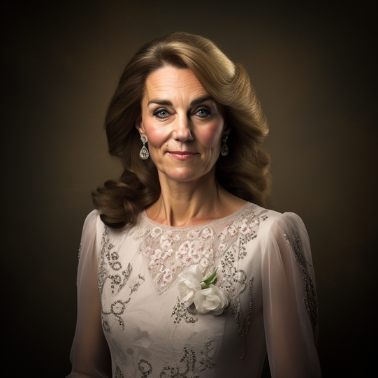 Prinzessin Kate mithilfe der Künstlichen Intelligenz auf 80 Jahre gealtert.