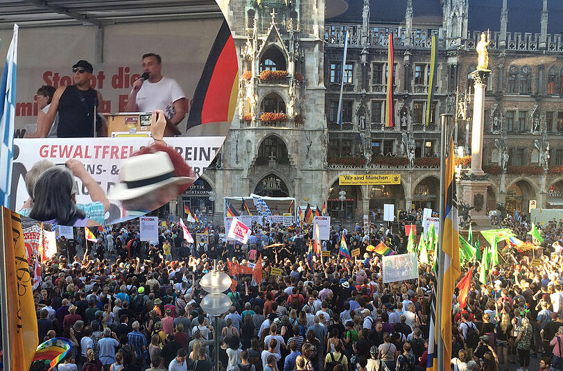 Hunderte Pegida-Gegner demonstrierten am Montag gegen Lutz Bachmann.