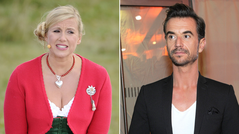 Andrea Kiewel bergrüßte am Sonntag im ZDF-"Fernsehgarten" den Schlagersänger Florian Silbereisen.