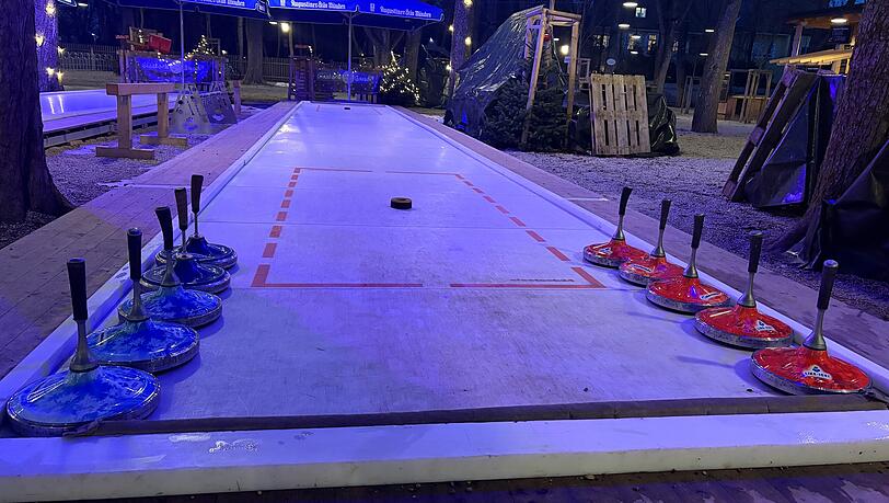 Eisstockschie&szlig;en, wo im Sommer Bierb&auml;nke stehen. Die Menterschwaige ist noch ein Geheimtipp.