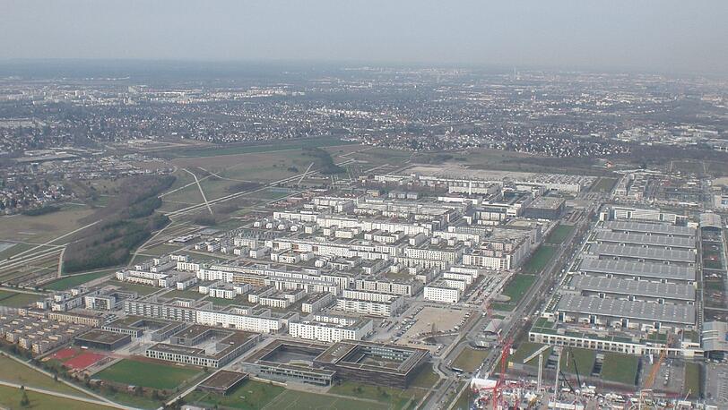 Die Messestadt in Riem von oben.