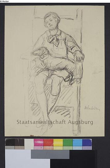 Max Liebermann: "Sitzende Person mit Hund"