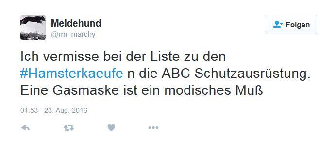 So amüsieren sich Twitter-User über die Hamsterkäufe im Konzept zur Zivilverteidigung.