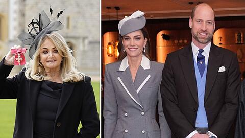 Bonnie Tyler (l.) wurde 2023 mit dem Order of the British Empire ausgezeichnet - William und Kate erinnern anl&auml;sslich ihres Todes an den gro&szlig;en Tag.