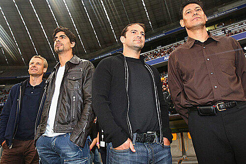 Die Säbener Street Boys: Jürgen Klinsmann, Marcelo Martins, Nick Theslof and Martin Vasquez.