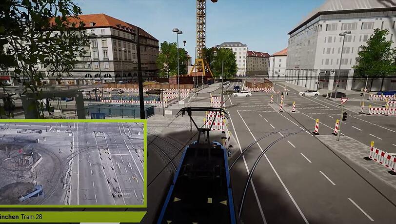 Am Sendlinger Tor fährt die Tram an der Baustelle vorbei. Am Sendlinger Tor fährt die Tram an der Baustelle vorbei.