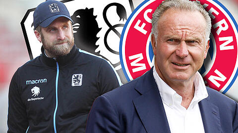 Rivalen in der Regionalliga Bayern: Löwen-Coach Daniel Bierofka (li.) und Karl-Heinz Rummenigge, Vorstandsboss des FC Bayern.