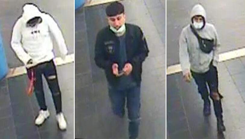 Unter anderem mit diesen Fotos fahndet die Polizei nach den drei Schlägern.