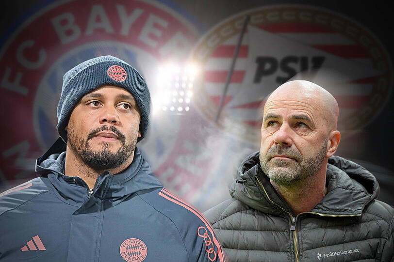 Trainerduell am Mittwoch: Bayerns Vincent Kompany (l.) und Eindhovens Peter Bosz.