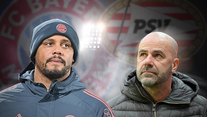 Trainerduell am Mittwoch: Bayerns Vincent Kompany (l.) und Eindhovens Peter Bosz.