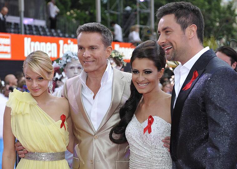 Mirjam Weichselbraun, Alfons Haider, Doris Golpaschin und Marco Schreyl auf dem Wiener Life Ball 2011.
