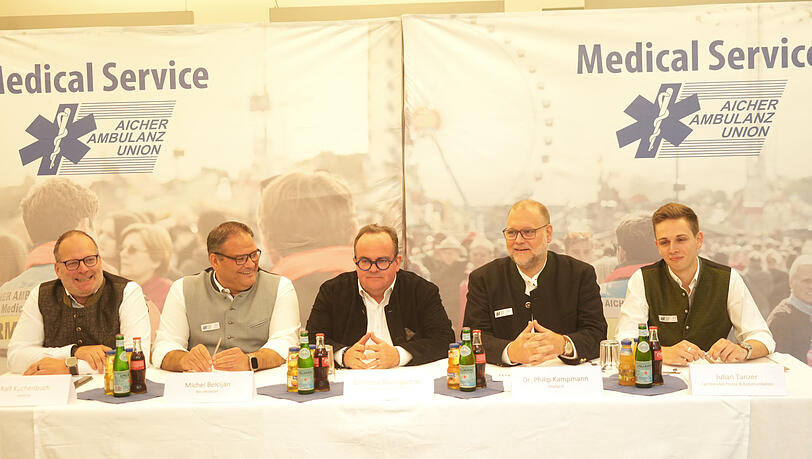 V.l.: Ralf Kuchenbuch, Michael Belcijan, Clemens Baumgärtner, Philipp Kampmann und Julian Tanzer bei der Pressekonferenz am Dienstag. V.l.: Ralf Kuchenbuch, Michael Belcijan, Clemens Baumgärtner, Philipp Kampmann und Julian Tanzer bei der Pressekonferenz am Dienstag.